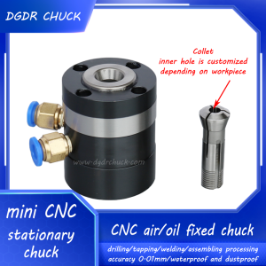 mini stationary air collet chuck DAS-MT8 through hole 8mm small pneumatic chuck for tapping and drilling machine laser welding