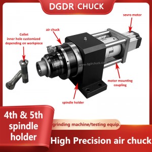 high speed rotary air collet chuck 4th and 5th processing chuck accuracy 0.005mm pneumatic chuck spindle holder grinding machine