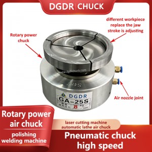 polishing machine rotary power chuck through hole 25MM pneumatic collet chuck laser cutting machine air collet chuck